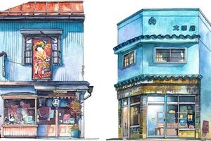 他嘗試用水彩畫出「東京老舊店鋪」的模樣，沒想到效果出奇地好到畫到停不下來了！