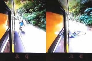 又一起！女學生「路不平超車慘摔」被遊覽車爆頭！行車紀錄驚恐：飛起來就沒了.