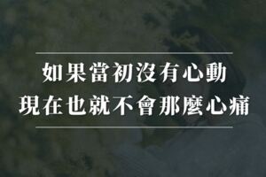如果當初沒有心動，現在也就不會那麼心痛