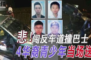 闖反車道撞巴士4華裔青少年當場送命