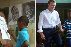 繪畫小神童！非洲11歲男孩「現場畫法國總統」　2小時後成果超驚豔：全世界都看到他了！