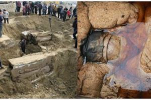 中國修路工人挖馬路竟然挖到「明朝墳墓」！裡頭的「木乃伊」因「這個原因」頭髮、眉毛、睫毛都保存得十分完整，震驚考古界!!
