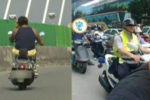 他沒戴安全帽..前面又有警察該怎麼辦？他靠著「超強偽裝」讓10萬個網友笑到胃都抽筋了！