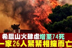 希臘山火至少74死•一家26人相擁命喪近海酒店