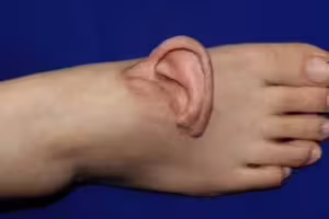 她左耳遭扯斷‎ ！「寄養在腳背上」5個月後奇蹟移回原位