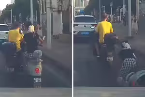 強行超車撞倒女子　竟頭也不回跑了