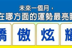 超神準測~【未來一個月，我在哪方面的運勢最亮眼？】.測完分享留言16888好運來。