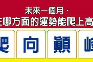 超神測驗~【未來一個月，我在哪方面的運勢能爬上高峰？】。留言1688一路發。。