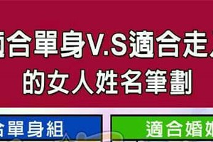 比較適合單身vs適合走入婚姻的女人姓名筆劃