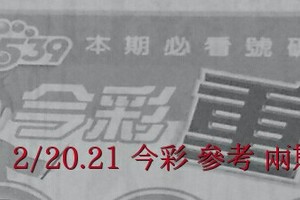 2/20.21 今彩 【超重點】參考 兩期用