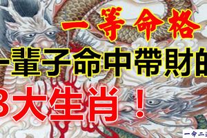一等命格，一輩子命中帶財的3大生肖！