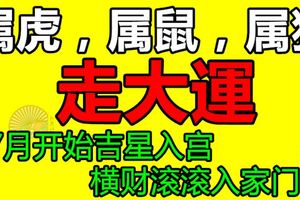 屬虎，屬鼠，屬豬人走大運，7月開始吉星入宮，橫財滾滾入家門！