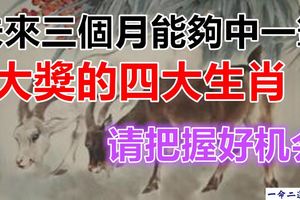未來三個月能夠中一筆大獎的四大生肖！請把握好機會！