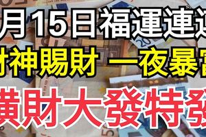 財神賜財，一夜暴富！7月15日福運連連，驚喜不斷，橫財大發特發的3生肖