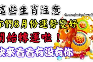 這些生肖注意，你們8月份運勢變好，開始轉運啦！快來看看有沒有你