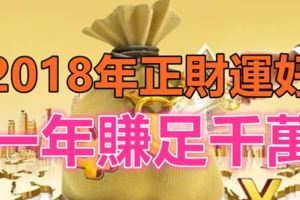 二零一八年財運比想像的還要好，一年賺千萬的生肖！