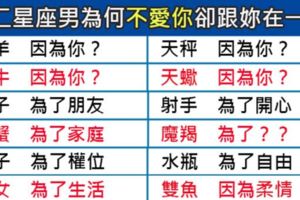 「原來不愛也是一種愛」為什麼十二星座男不愛你，卻還是跟你在一起！