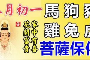 9月20日(八月初一)，生肖馬、狗、豬、雞、兔、虎！花開富貴，家有喜事！菩薩保佑！