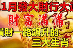 11月上旬發大財行大運，財運飆漲，獎金滿滿，橫財一路飆升的三大生肖！