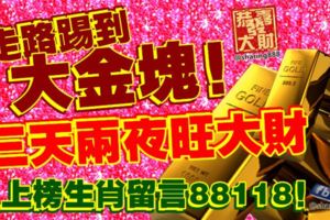 走路踢到大金塊！三天兩夜旺大財！上榜生肖留言88118！