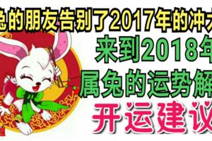 屬兔的朋友告別了2017年的沖太歲，來到2018年的屬兔的運勢解析！開運建議！