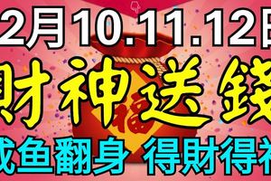 12月10-12日3天財神送錢，必鹹魚翻身財運亨通，得財得福3生肖