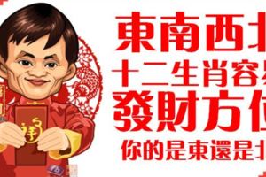 東南西北，十二生肖容易發財方位！你的是東還是北？