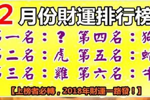 2月份財運排行榜，虎雞狗蛇牛上榜啦！【上榜者必轉，2018年財運一路發！】