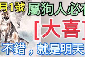2月1號，屬狗人必有「大喜」，不錯，就是明天！