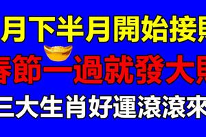 2月下半月開始接財，春節一過就發大財，三大生肖好運滾滾來！