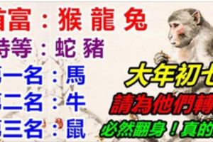 你家有生肖猴，龍，兔嗎？大年初七請為他們轉走，會有貴人相助，必然翻身！真的靈！