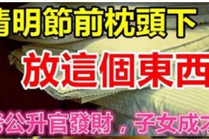清明節前枕頭下放一「寶」，狗年老公陞官發財，子女青雲直上！
