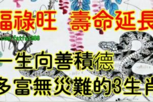 福祿旺，壽命綿長，一生向善積德，多福無災難的3大生肖！