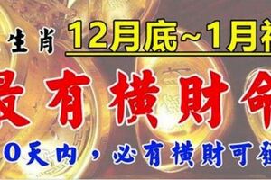 12月底～1月初，五大生肖走好運