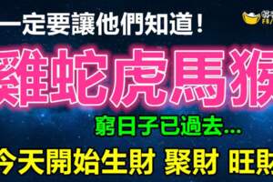 今天開始生財聚財旺財！一定要讓他們知道，窮日子已過去