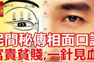 民間秘傳的相面口訣：富貴貧賤，一針見血！