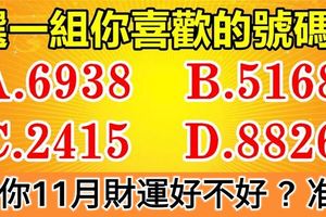 財運測試：選一組你喜歡的號碼，測你11月財運好不好？