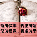 清醒時做事，糊塗時讀書，大怒時睡覺，獨處時思考