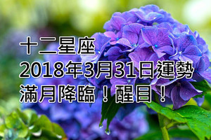 十二星座2018年3月31日運勢：滿月降臨！醒目！