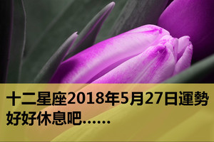 十二星座2018年5月27日運勢：好好休息吧……