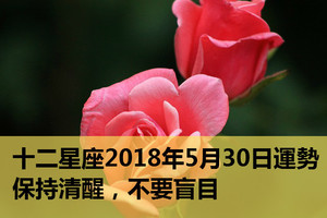 十二星座2018年5月30日運勢：保持清醒，不要盲目