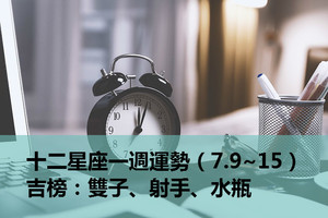 十二星座一週運勢（7.9~15）吉榜：雙子、射手、水瓶