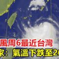 塔巴颱風周6最近台灣專家：氣溫下跌至20度