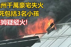 杭州千萬豪宅失火致4死包括3名小孩保姆疑縱火