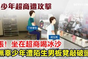 坐在超商喝冰沙無辜少年遭板凳K頭