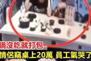 火鍋沒吃就打包情侶竊桌上20萬員工氣哭了