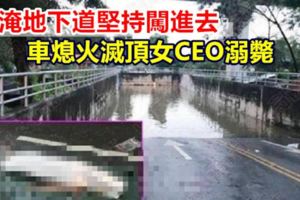 水淹地下道堅持闖進去車熄火滅頂女CEO溺斃
