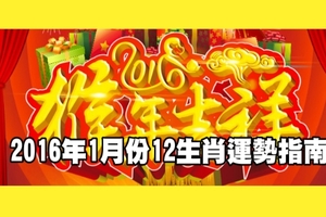 2016年1月份12生肖運勢指南
