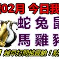 19號02月，今日我最旺！蛇兔鼠牛馬雞豬羊！【99768】越早打開越靈驗！點個讚吧！