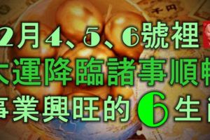 12月4、5、6號裡，大運降臨，諸事順暢，事業興旺的6大生肖！